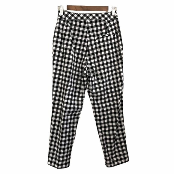 TopShop Women's Black White Gingham Slim Leg Button Cuff Trouser Pants Size 4 - Picture 10 of 10